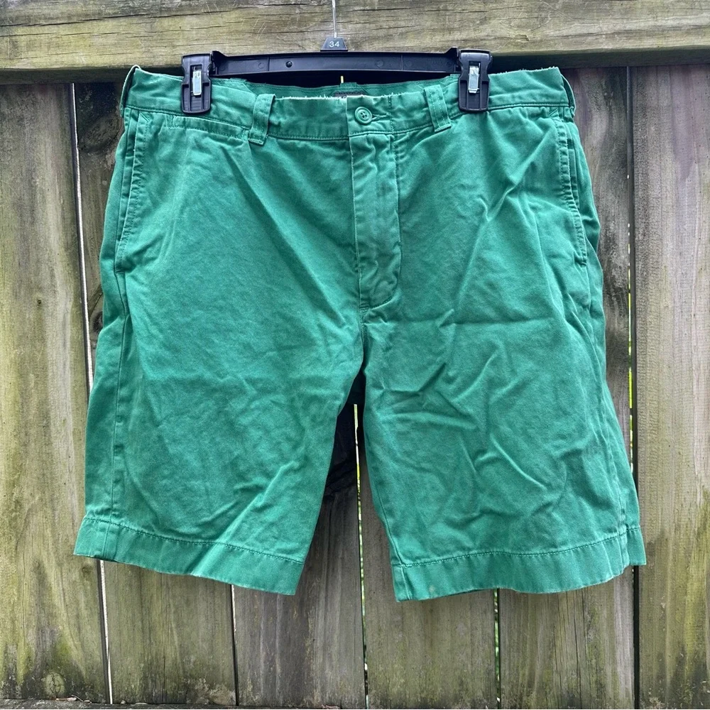 J. Crew Men’s Stanton Chino Shorts Flat‎ Front Classic Fit Green Waist Size 33